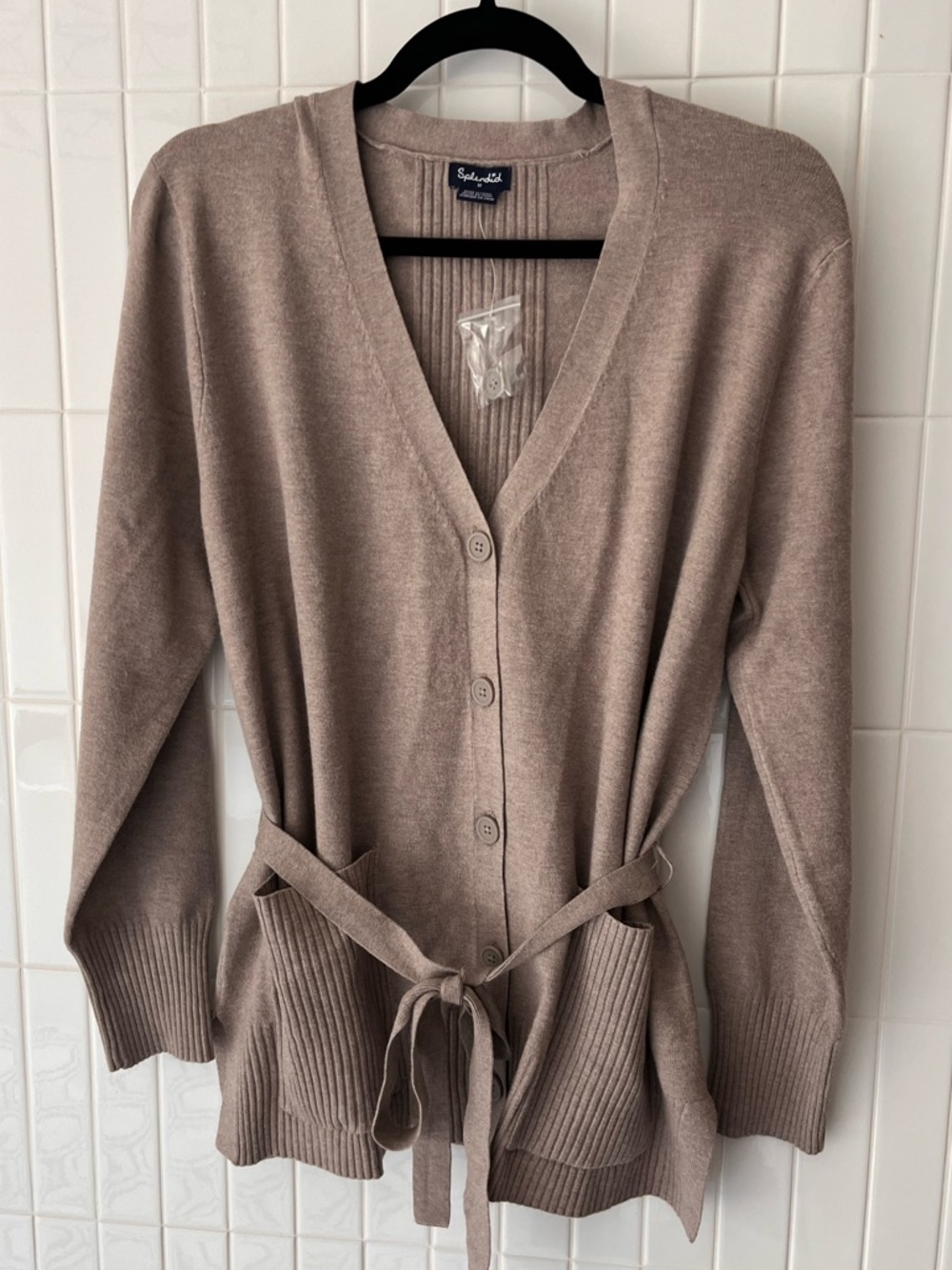 Splendid Belted Cardigan M Taupe New